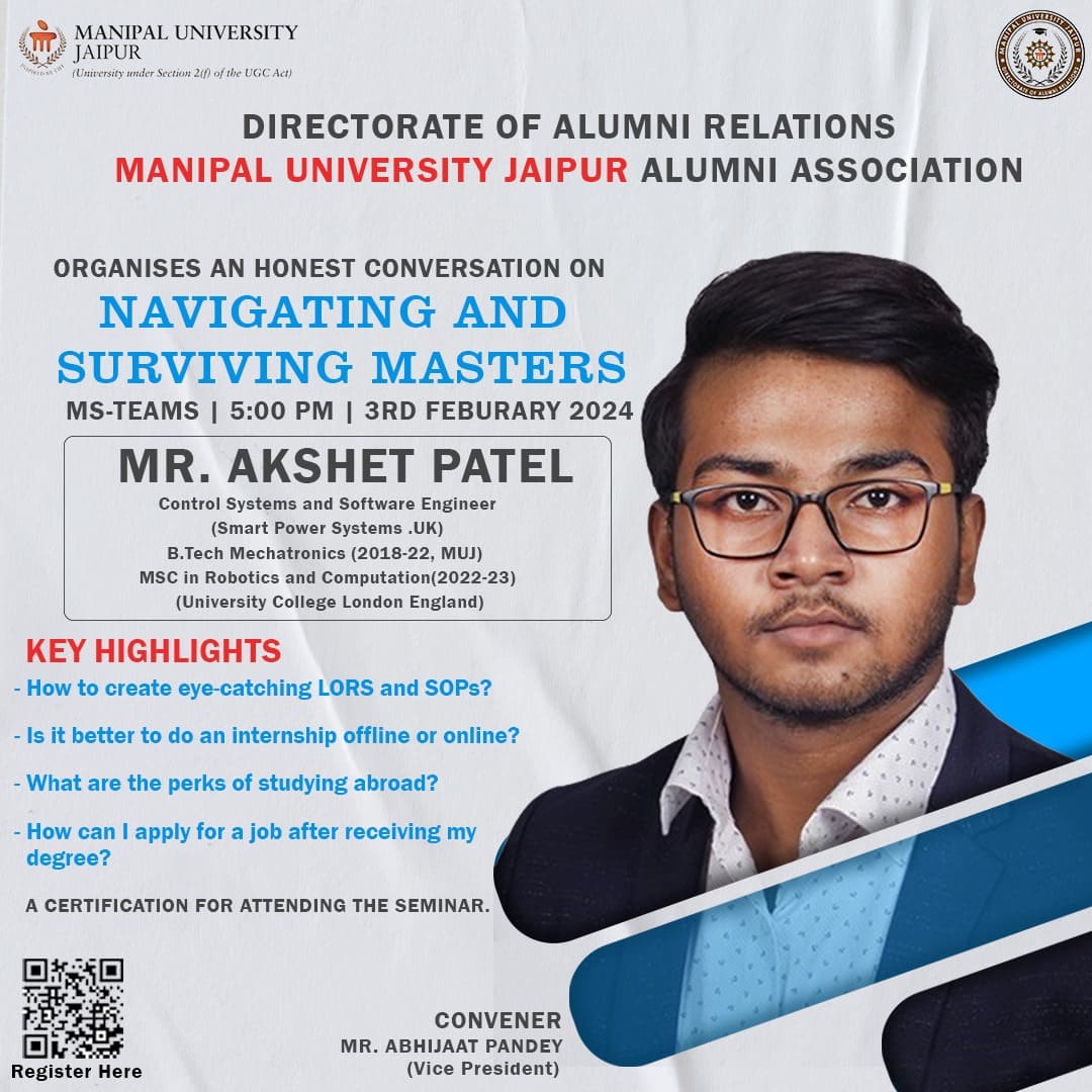 Invited talk Navigating and Surviving Masters for MUJ alumni