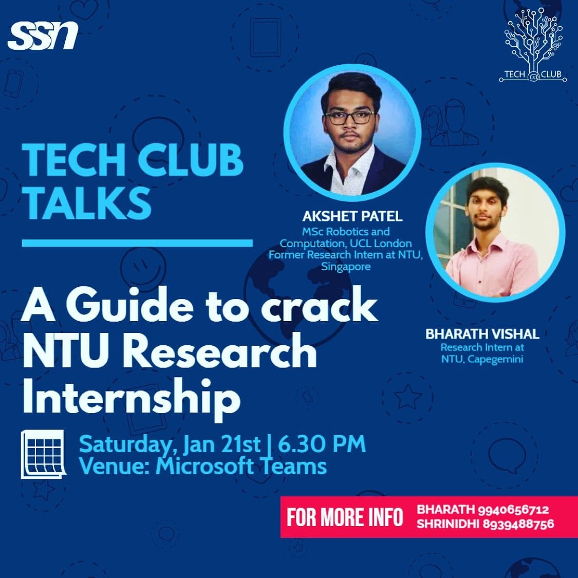 Invited talk Guide to Crack NTU Research Internship with TechClub SSN